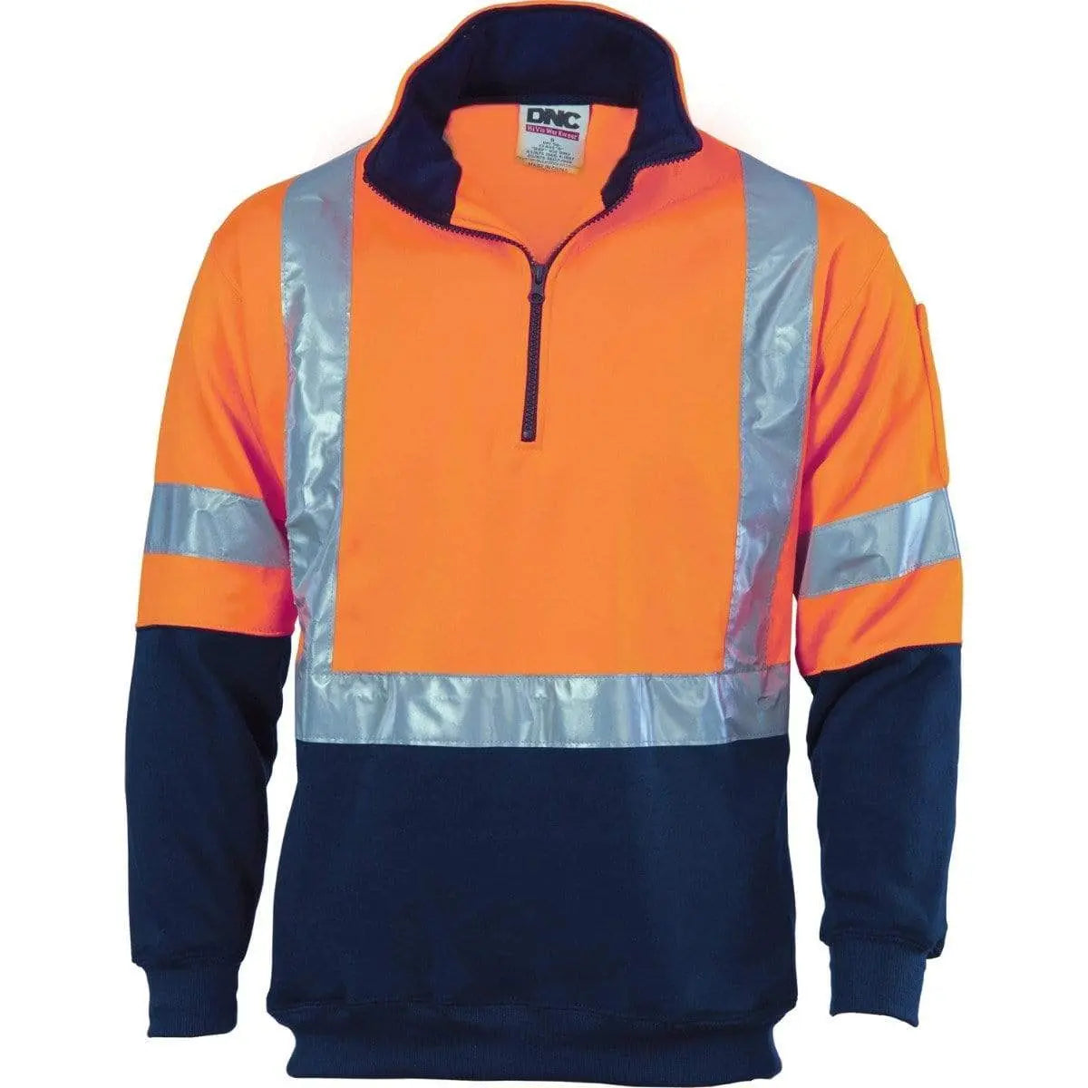 Dnc Workwear Hi-vis Cross Back D/n Two Tone 1/2 Zip Fleecy Sweatshirt - 3929 Metro Workwear.